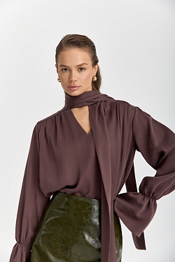 Блуза из 100% лиоцелла с бантом