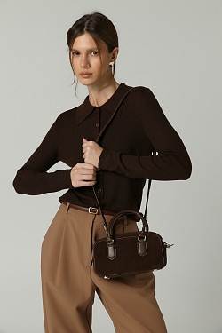Сумка-багет из натуральной замши
