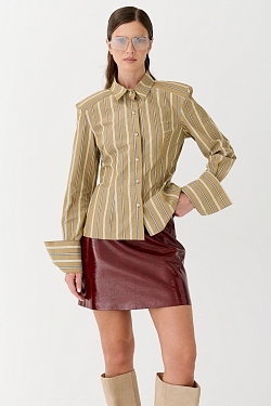 Рубашка приталенного кроя с акцентными манжетами