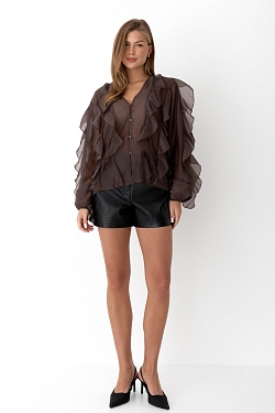 Блуза из лиоцелла с рюшами