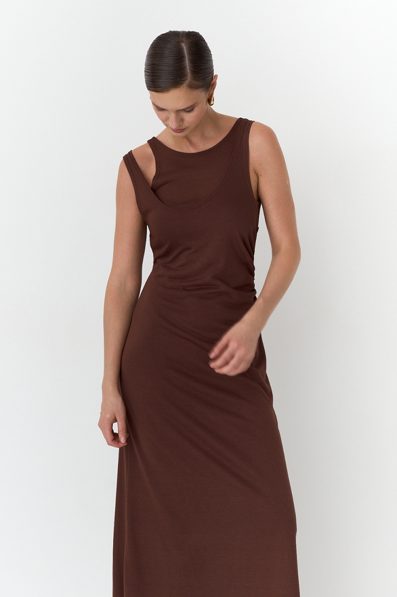 Платье-майка из вискозы с многослойным эффектом 