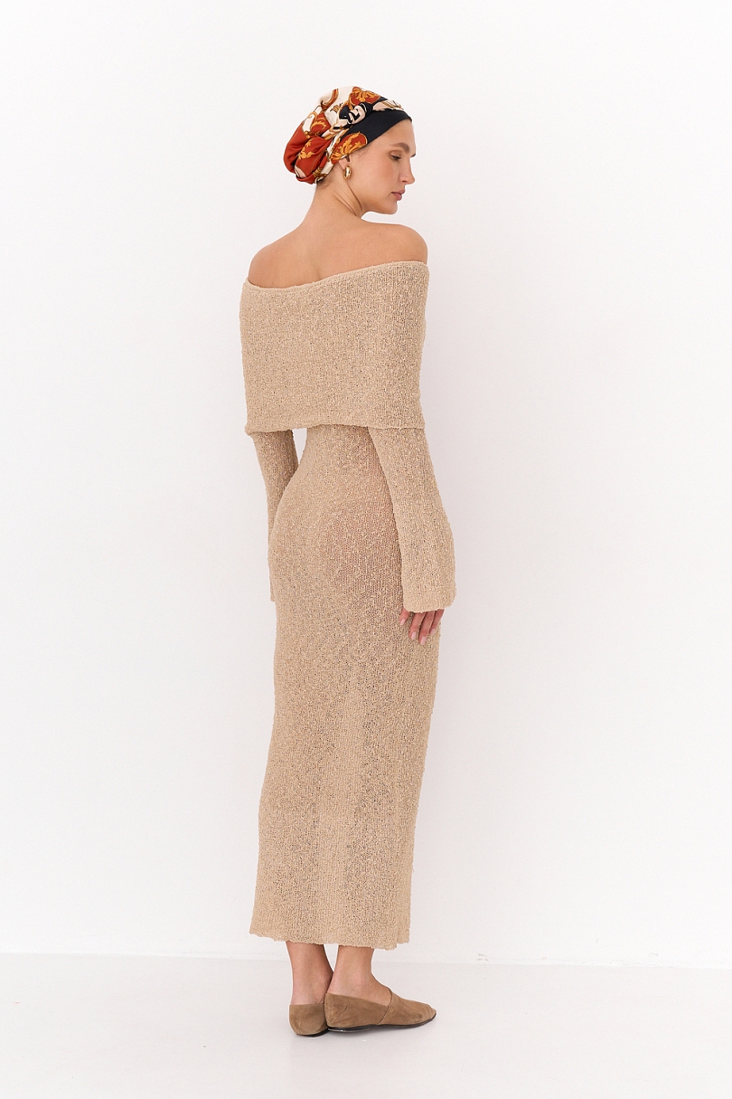 Платье макси из трикотажа букле