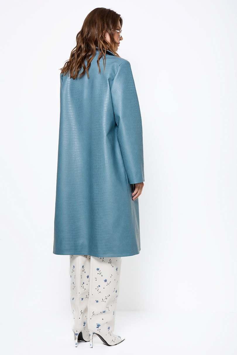 Тренч удлиненный из экокожи с эффектом тиснения