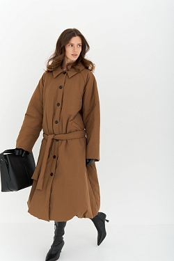 Тренч утепленный макси длины 