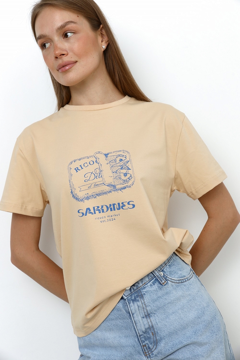 Футболка в расслабленном стиле с принтом Sardine