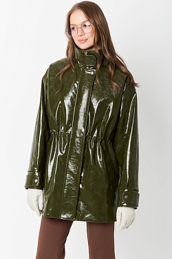 Парка из лакированной кожи утепленная