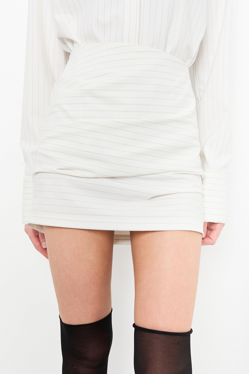 Комплект рубашка и юбка со сборкой в полоску 