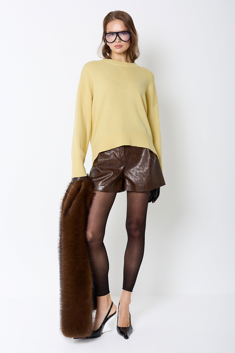 Шорты из состаренной экокожи