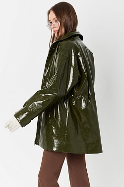 Парка из лакированной кожи утепленная