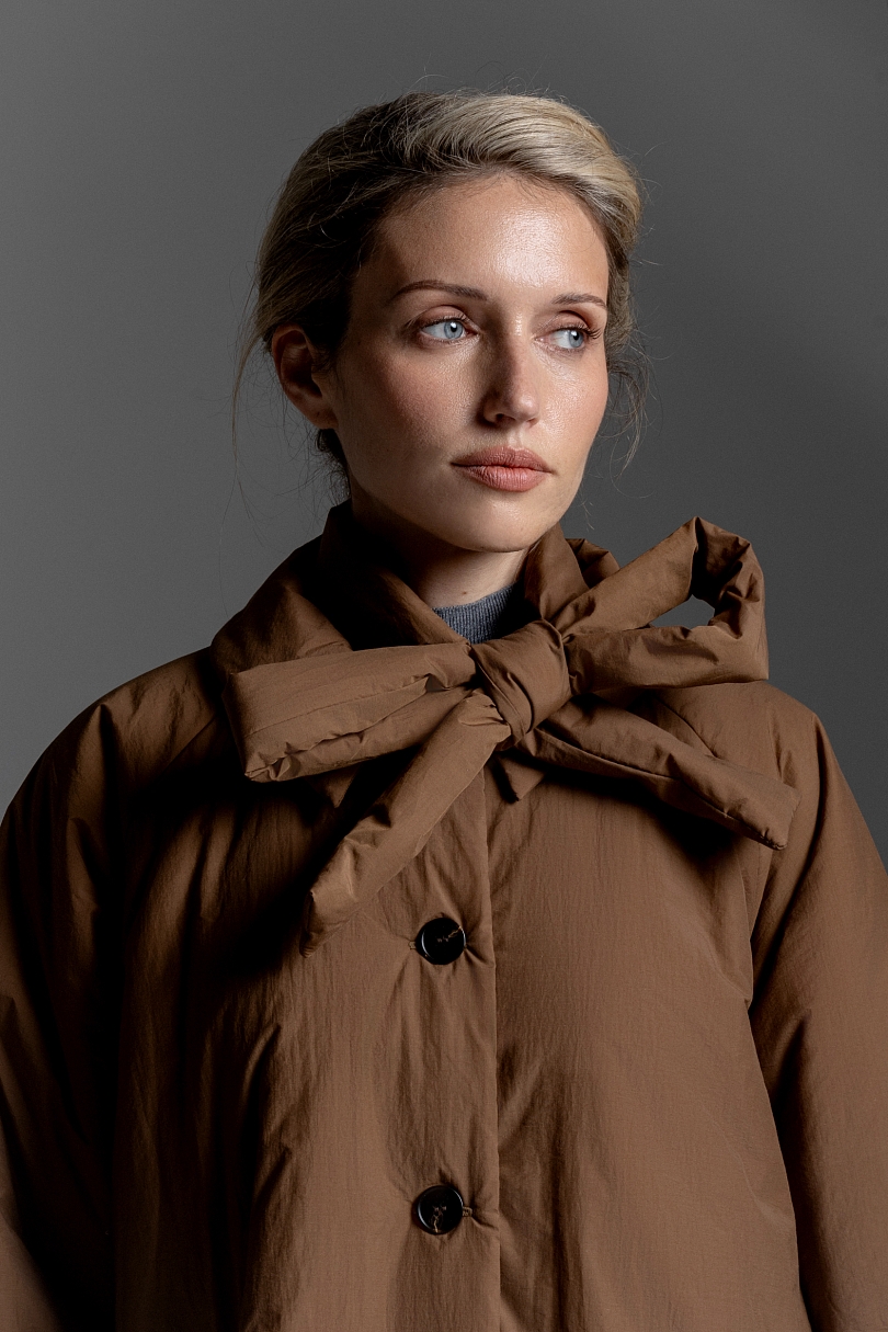 Тренч утепленный макси длины 