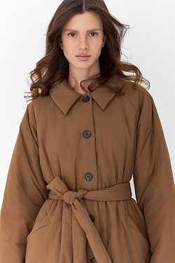 Тренч утепленный макси длины 